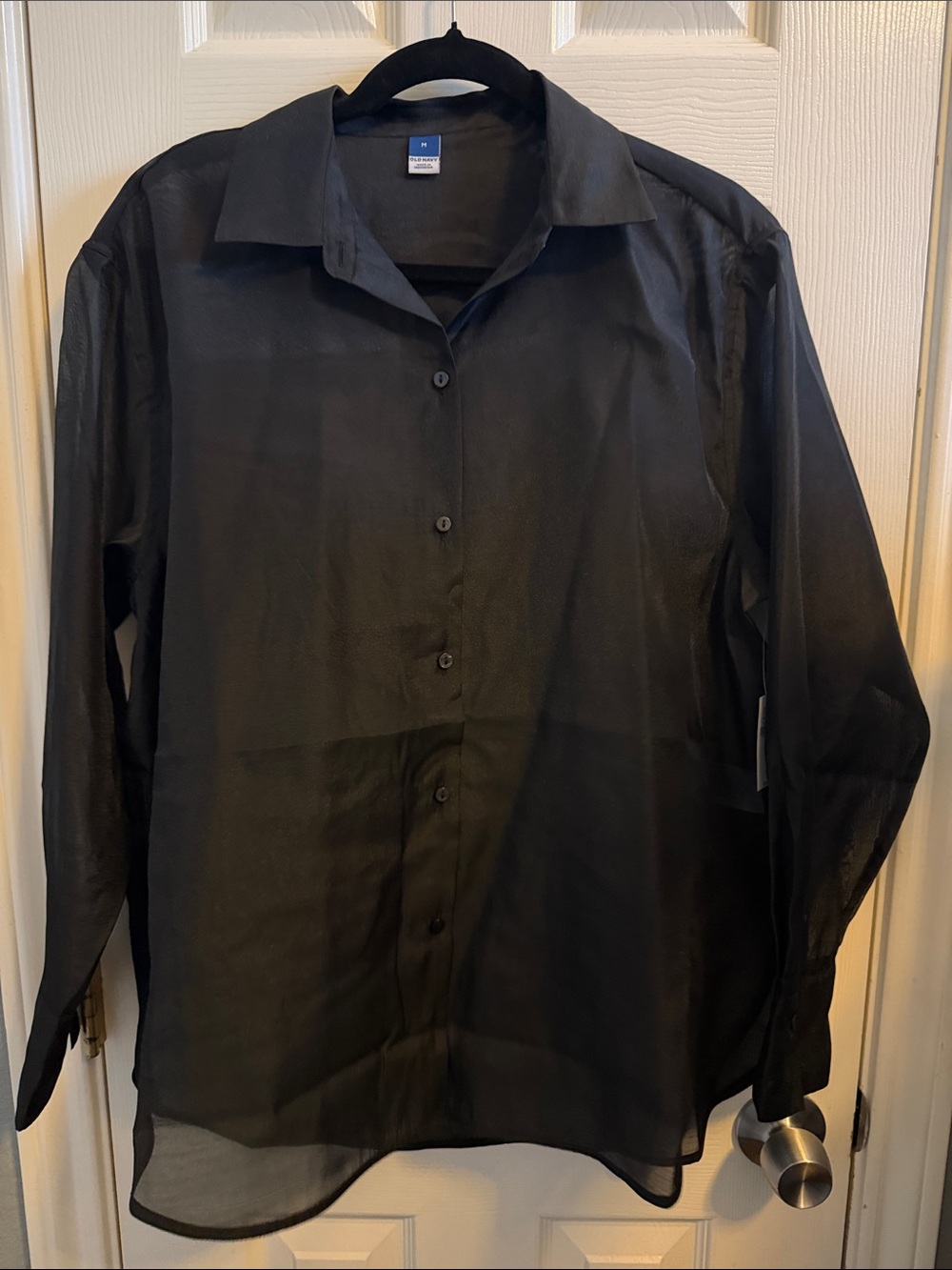 Old Navy Women's Black Sheer Button-Down Shirt